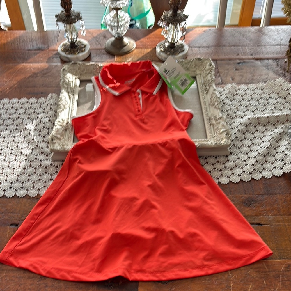 Prince Red Sundress Sleeveless Polo Collar Athletic Dress
